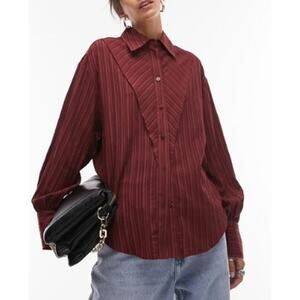 New ~ TOPSHOP ~ Women's Textured Panel Shirt Size 6